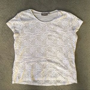Croft & Barrow White Lace Top Size XL
